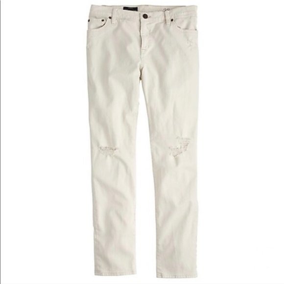 J.Crew Cropped Vintage Straight Leg Jeans in Distressed Ecru/Cream Size 26 - NWT - Picture 1 of 12